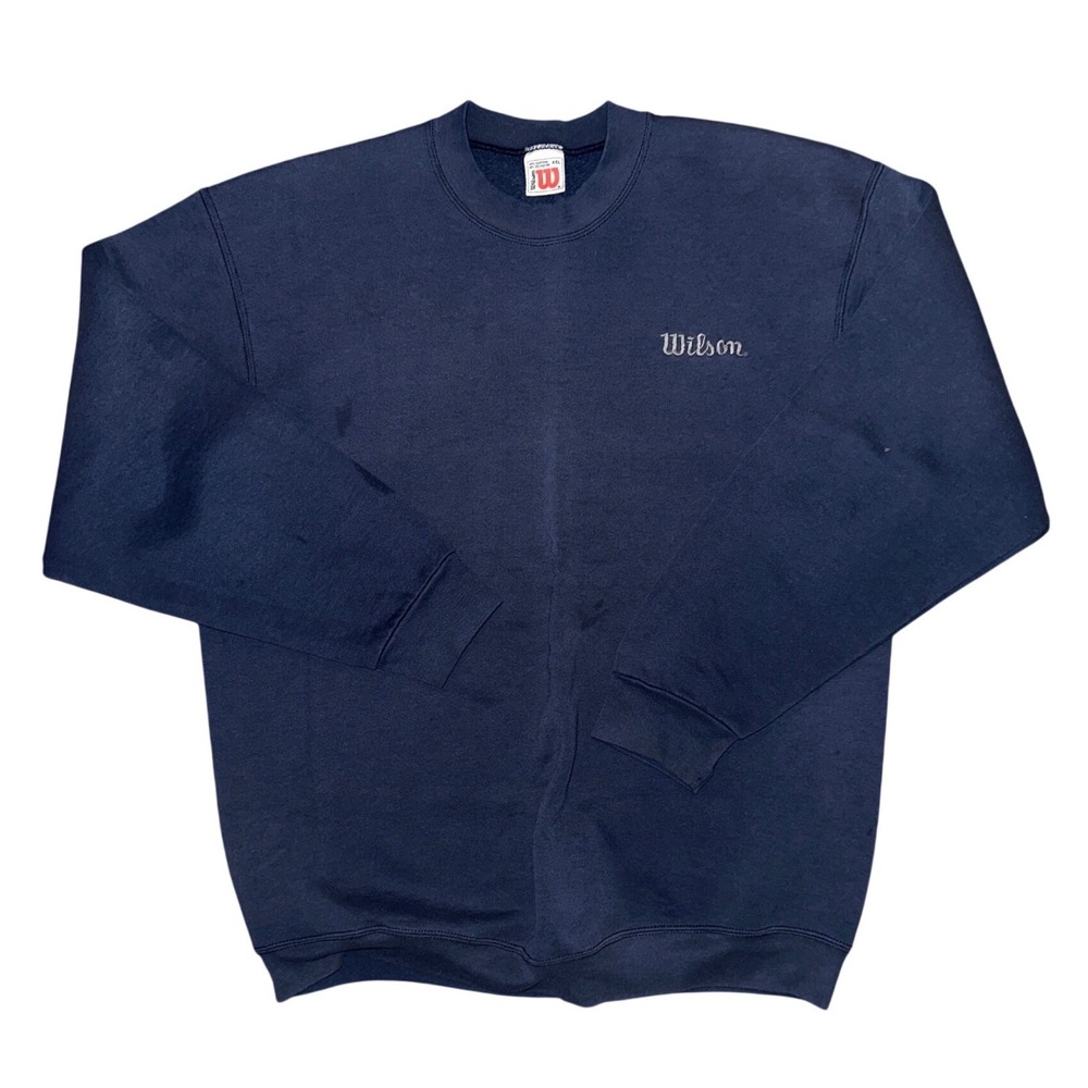Vintage Wilson Navy Blue Crewneck Sweatshirt‎ Mens XXL Made in USA Embroidered